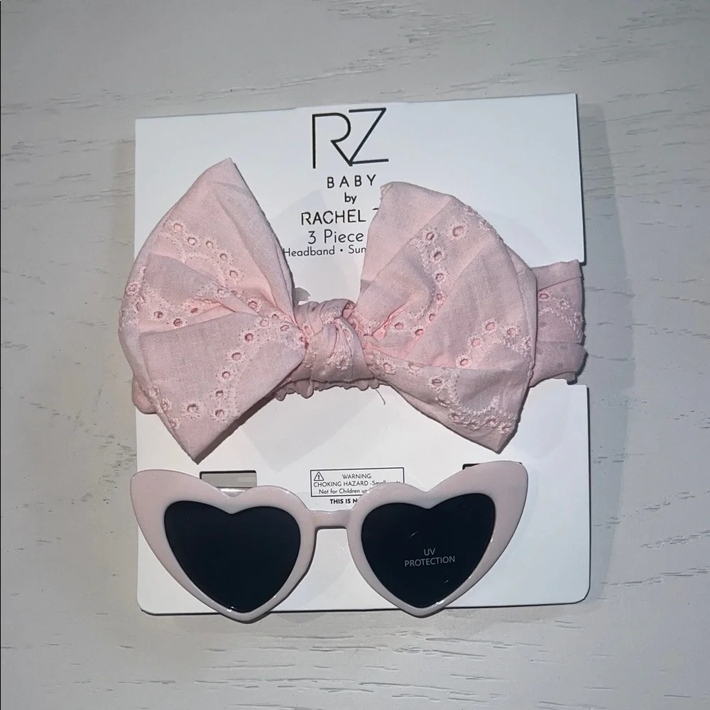 Rachel Zoe Pink Heart Bubble Romper Headband Sunglasses 3-6 6-9 months